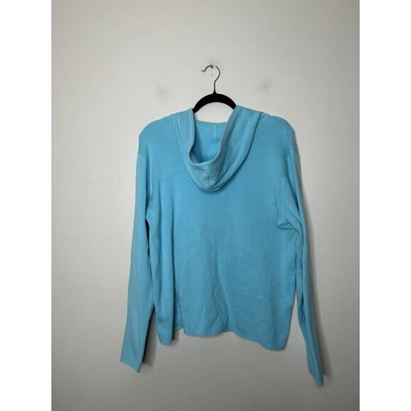 Eddie Bauer Sweater Womans Bright Blue Cable Knit Full Zip Size Large - Picture 10 of 10